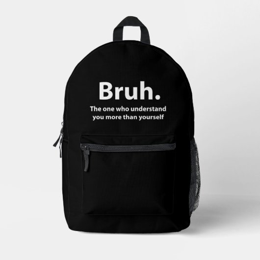 Bruh Typography Bruh Bedruckter Rucksack (Vorderseite)