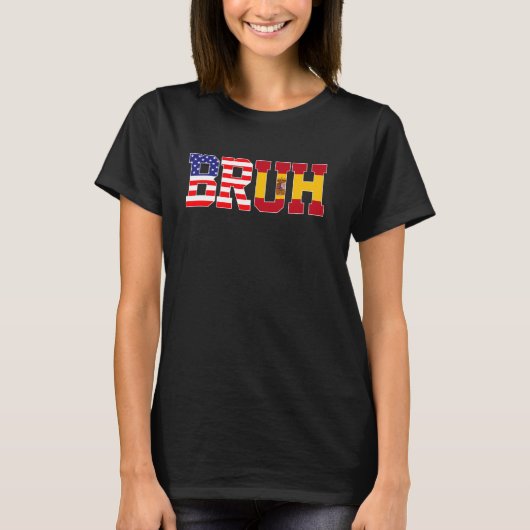 Bruh USA Spanien Länderflagge Amerikanische Spanis T-Shirt (Vorderseite)