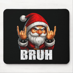 Bruh Vintage Rock On Weihnachtsmann Weihnachten PJ Mousepad