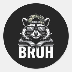 Bruh Waschbär Müll Waschbär Tarnmütze Jugend Teena Runder Aufkleber