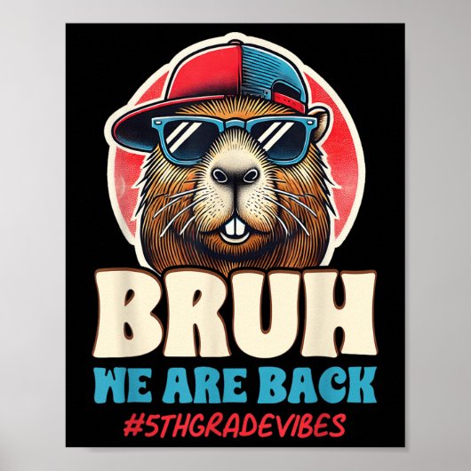 Bruh We Are Back Funny 5th Grade Capybara Back To  Poster (Vorne)