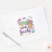 Bruh We Back Funny Back Back Back to School Kinder Quadratischer Aufkleber (Umschlag)