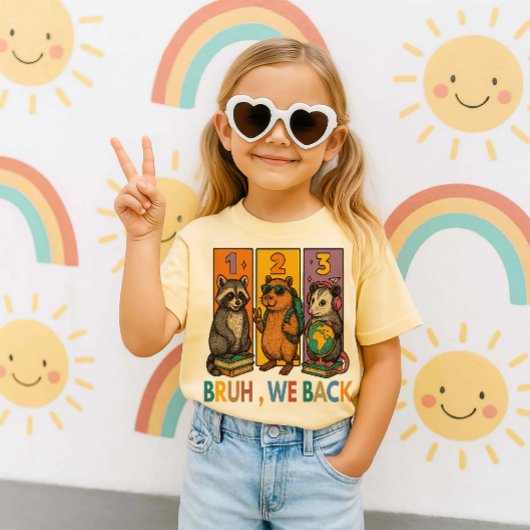 Bruh We Back Raccoon Capybara Opossum School Bac T-Shirt