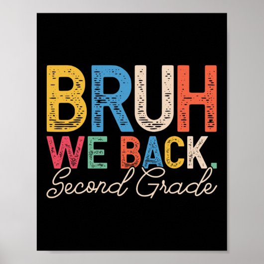 Bruh We Back Second Grade Retro Funny Back To Scho Poster (Vorne)