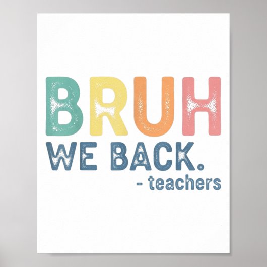 Bruh We Back Teacher Retro Zurück zur Schule Funny Poster (Vorne)