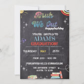 Bruh We Out Chalkboard Pre-k Abschluss Einladung (Vorderseite)