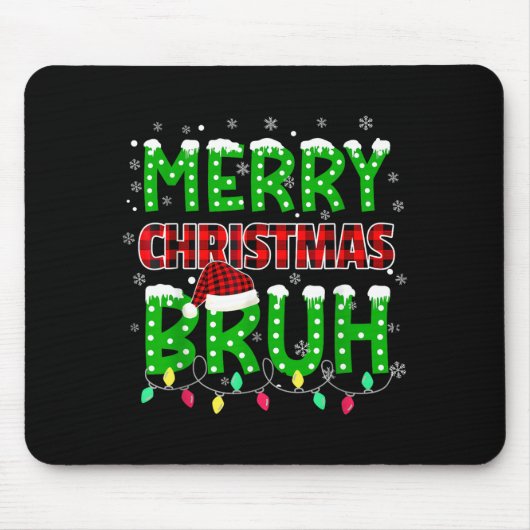 Bruh Weihnachten Rot Kariert Mousepad (Vorne)