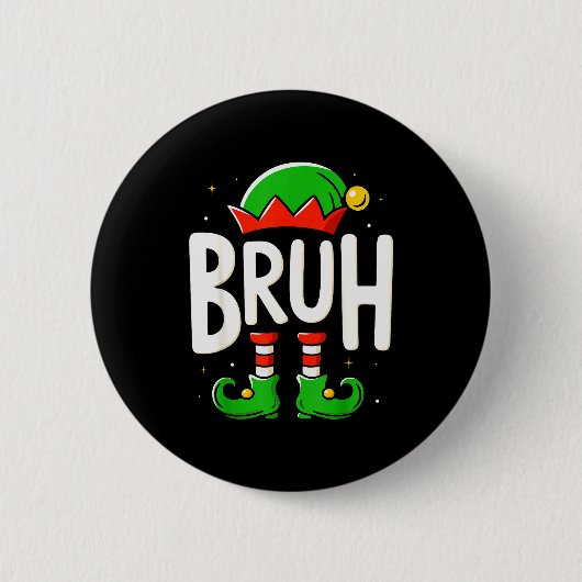 Bruh Weihnachtselfen-Pyjamas für Männer Kinder Tee Button (Vorderseite)