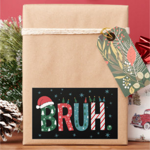 Bruh Weihnachtsmeme Lustiger Santa Hut Sarkastisch Rechteckiger Aufkleber