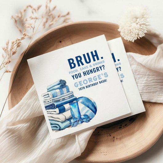 BRUH. You HungBlue Pool Party Boy Birthday Serviette