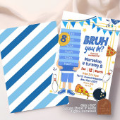 Bruh You in Blue Pizza und Bowling Birthday Party Einladung