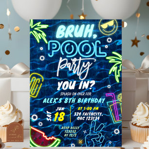 Bruh You're Pool Party Splash Sommer Geburtstag Einladung