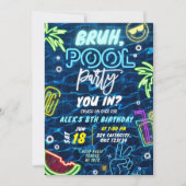Bruh You're Pool Party Splash Sommer Geburtstag Einladung (Vorderseite)