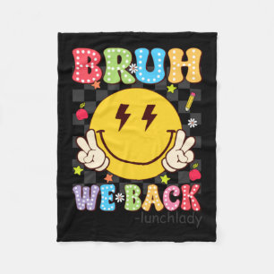 Bruh Zurück Lunch Lady Retro Lächeln Gesicht Dalma Fleecedecke