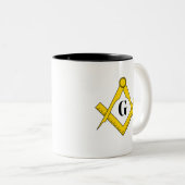 "Brühe mit Brüderlichkeit: Platz und Kompass Mason Zweifarbige Tasse (VorderseiteRechts)