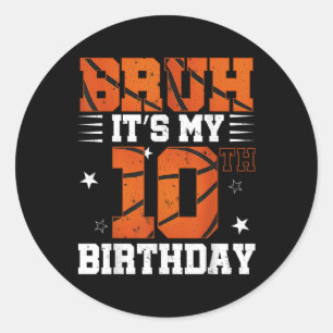 Bruh's 10. Geburtstag Basketball Boys 10 Jahre Runder Aufkleber