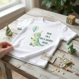 Brülle, ich bin ein One-A-Saurus, erster Geburtsta Baby T-shirt