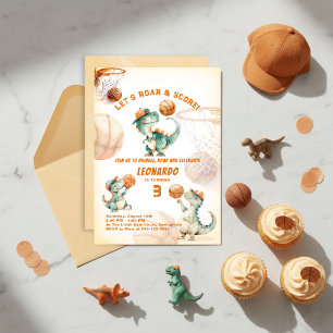 Brülle & Punkte Basketball Dino-Junge Geburtstag  Einladung