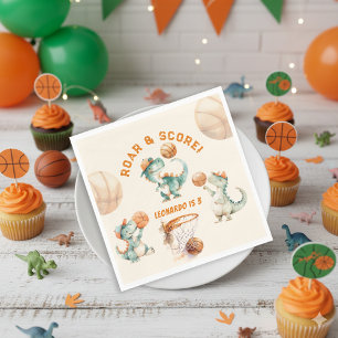 Brülle & Punkte Basketball Dino-Junge Geburtstag Serviette