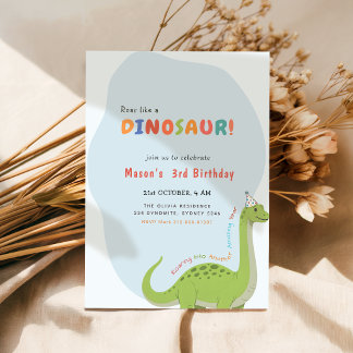 Brülle wie ein Dinosaurier Geburtstagsfeier 3. Geb Einladung