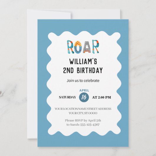 BRÜLLEN! Dinosaur Birthday Party Einladung (Rückseite)