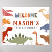 Brüllen! Dinosaurier Boy Birthday Party Begrüßungs Poster (Vorne)