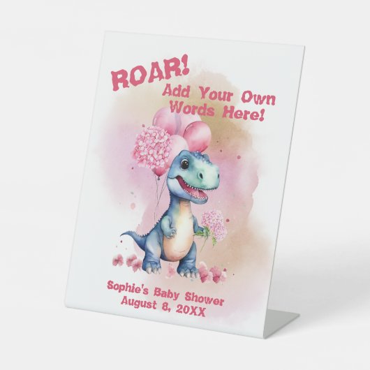 Brüllen! Sein Mädchen T-Rex Dinosaurier individuel Sockelschild (Vorderseite)