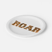 BRÜLLEN Tiger-Druck-Text-Entwurf Pappteller (Schrägansicht)