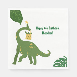 Brüllen Wir sind 4 - Zwillinge Dinosaurier Geburts Serviette