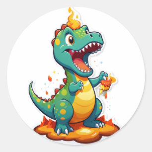 Brüllend Eins werden – Dino-Geburtstags-Explosion! Runder Aufkleber