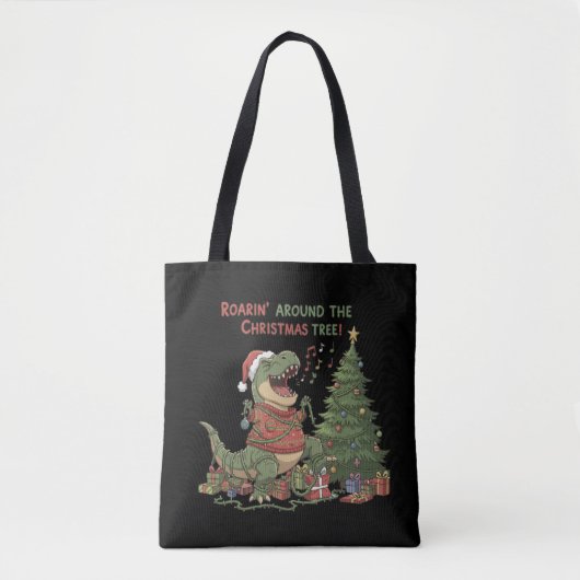 Brüllend Um Den Weihnachtsbaum Lustiger T-Rex Tasche (Vorderseite)