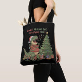 Brüllend Um Den Weihnachtsbaum Lustiger T-Rex Tasche (Von Nahem)