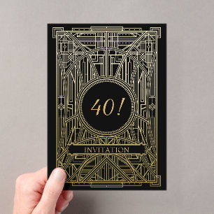 Brüllende 20er Jahre Art Deco Great Gatsby Geburts Acryleinladungen