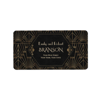 Brüllende 20er Jahre Great Gatsby Art Deco Hochzei Adressaufkleber