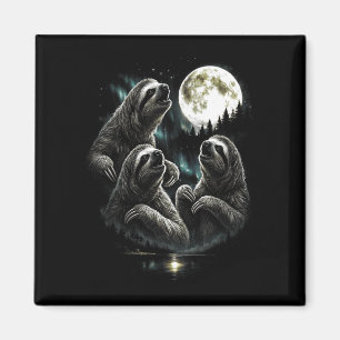 Brüllende 3 Faultier Mond Vintage Retro Stil lusti Magnet
