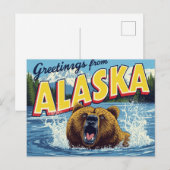 Brüllende Alaska-Grizzlybär-Kunst Postkarte (Vorne/Hinten)