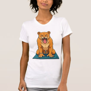 Brüllende Löwen-Pose Yoga Achtsamkeitskunst T-Shirt