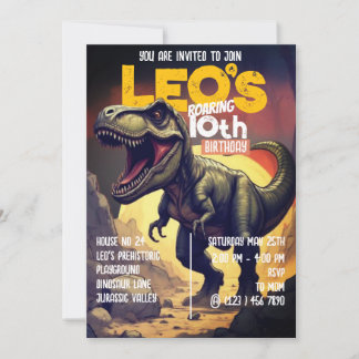 Brüllende T-Rex-Dinosaurier-Geburtstagsfeier zum 1 Einladung