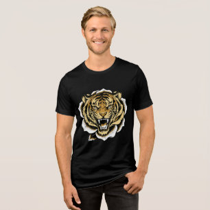 Brüllende Tiger-Illustrationsdesign Tri-Blend Shirt