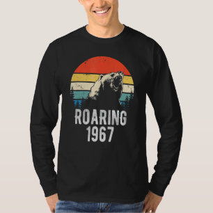 Brüllender 1967 Vintage Retro Sonnenuntergang Bär T-Shirt