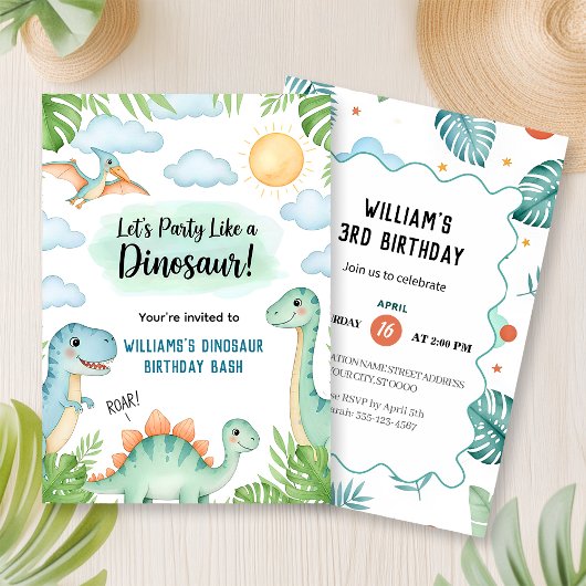 Brüllender Dinosaurier-Geburtstag Einladung