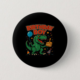 Brüllender Geburtstagsjunge Dinosaurier-Feierdesig Button