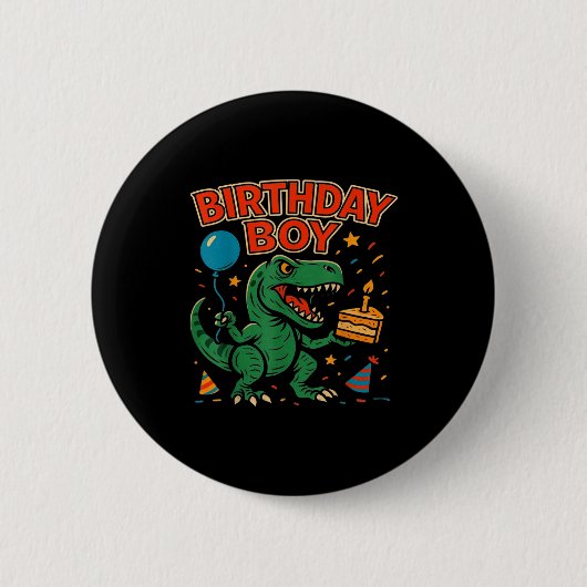 Brüllender Geburtstagsjunge Dinosaurier-Feierdesig Button (Vorderseite)