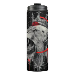 Brüllender gekrönter Löwe Trash Polka Thermal Tumb Thermosbecher
