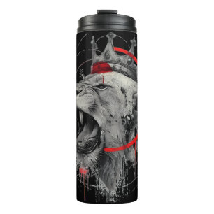 Brüllender gekrönter Löwe Trash Polka Thermal Tumb Thermosbecher