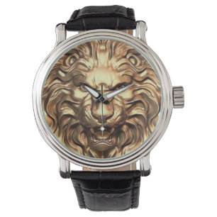 Brüllender goldener Löwenkopf eWatch Uhr