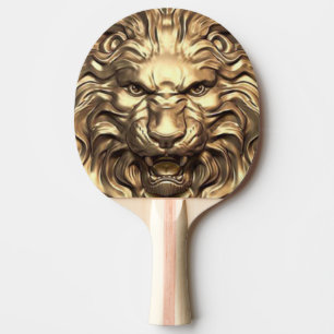 Brüllender goldener Löwenkopf. Personalisieren Tischtennis Schläger