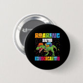 Brüllender Kindergarten-Dinosaurier T Rex auf dem Button (Vorne & Hinten)