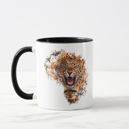 Brüllender Leopard Wildlife  Tasse (Links)