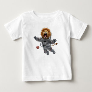 Brüllender Löwe-Astronaut schwebt in Raumanzug Baby T-shirt